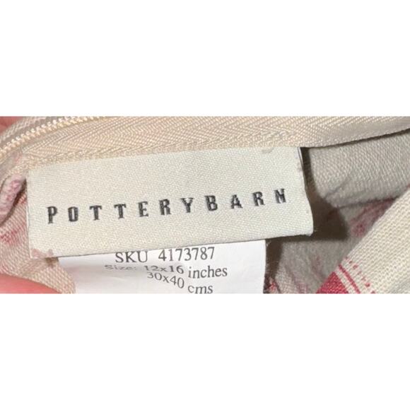 Pottery Barn Pillow Sham 12x16 Floral Cottage Strip Linen Cotton Blend Victorian - Picture 4 of 5